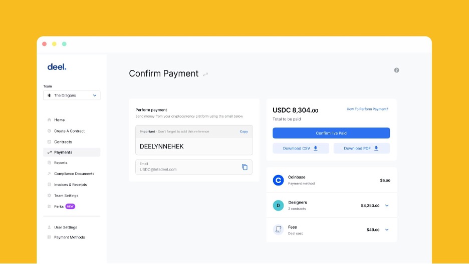 Deel vendor payments and subscriptions